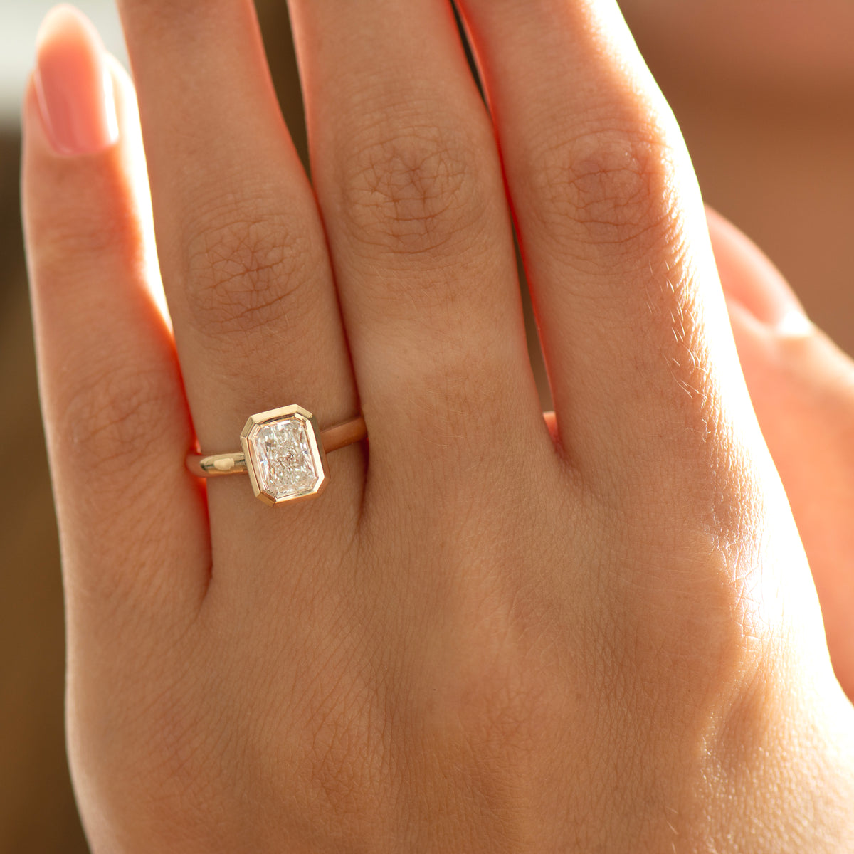 Elongated Radiant Cut Diamond Ring