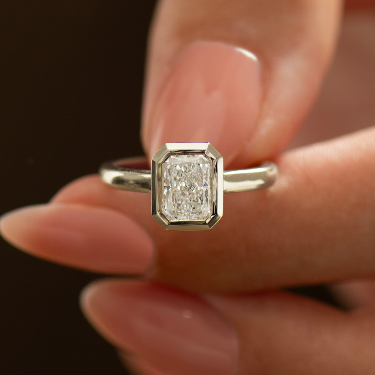 Elongated Radiant Cut Diamond Ring
