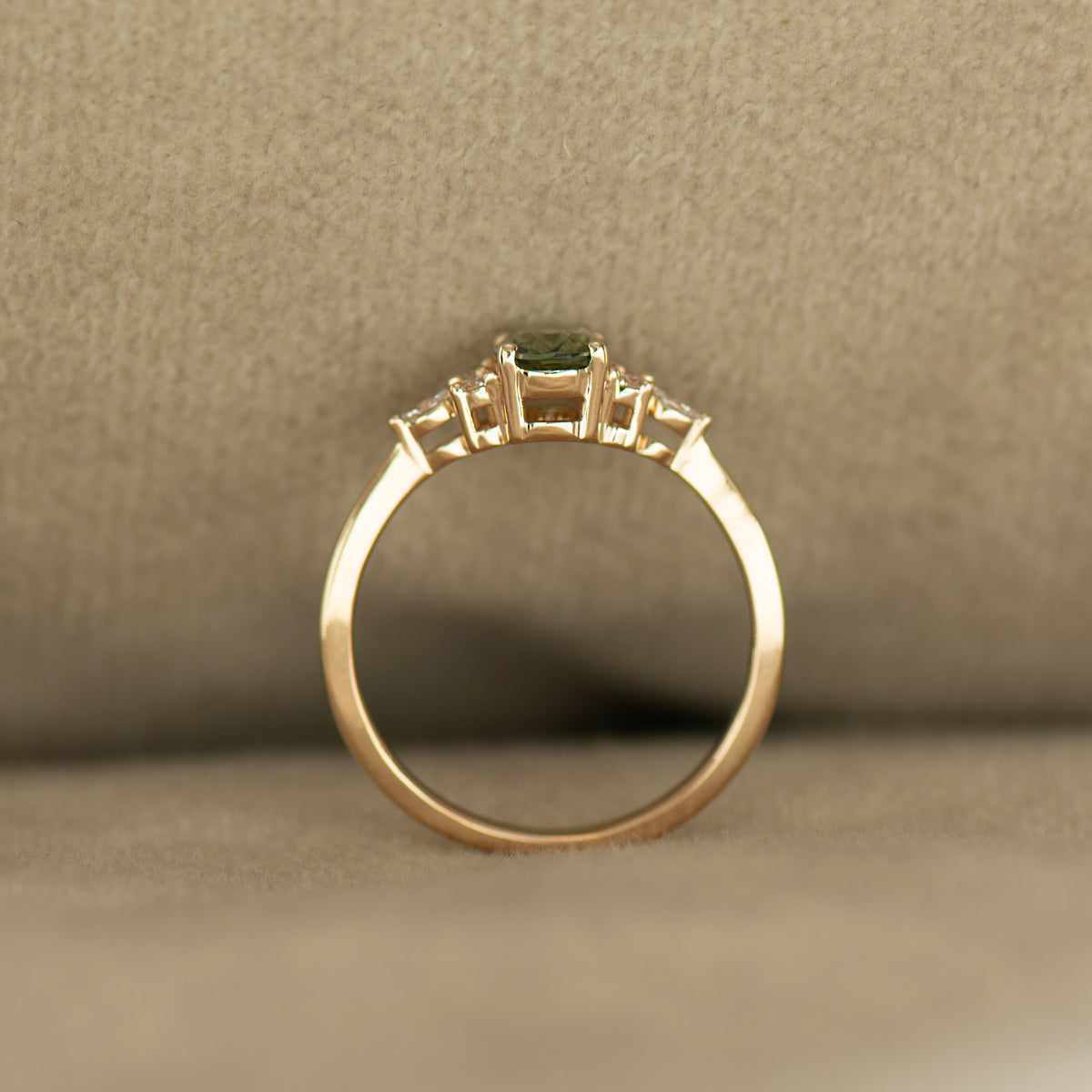 Lotus Green Sapphire Engagement Ring