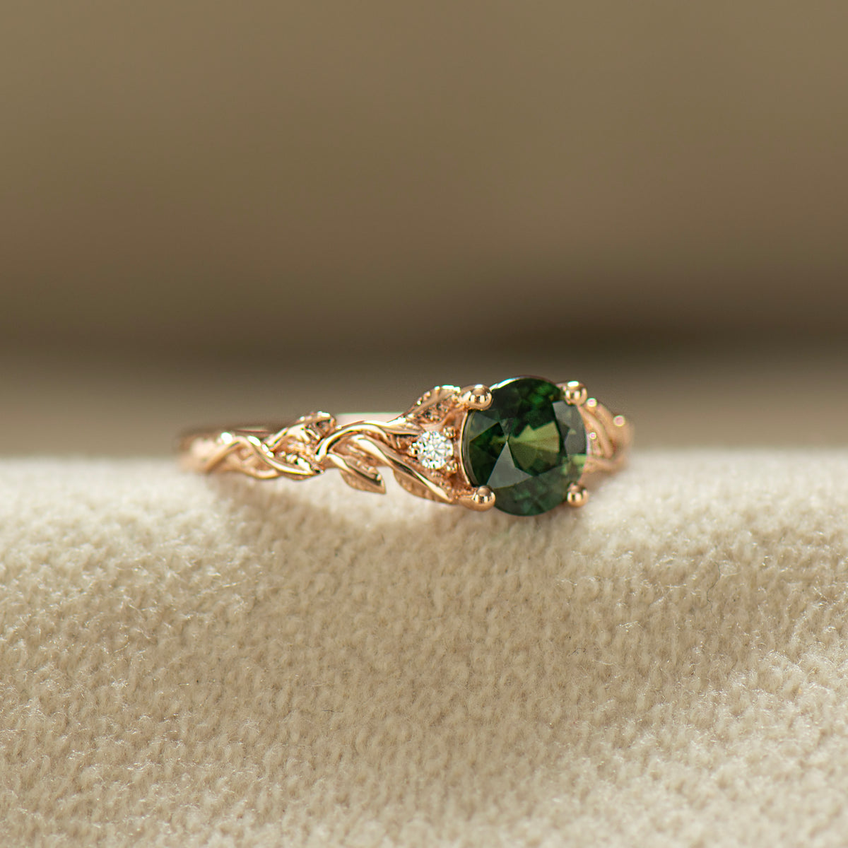 Leaves Sapphire Engagement Ring