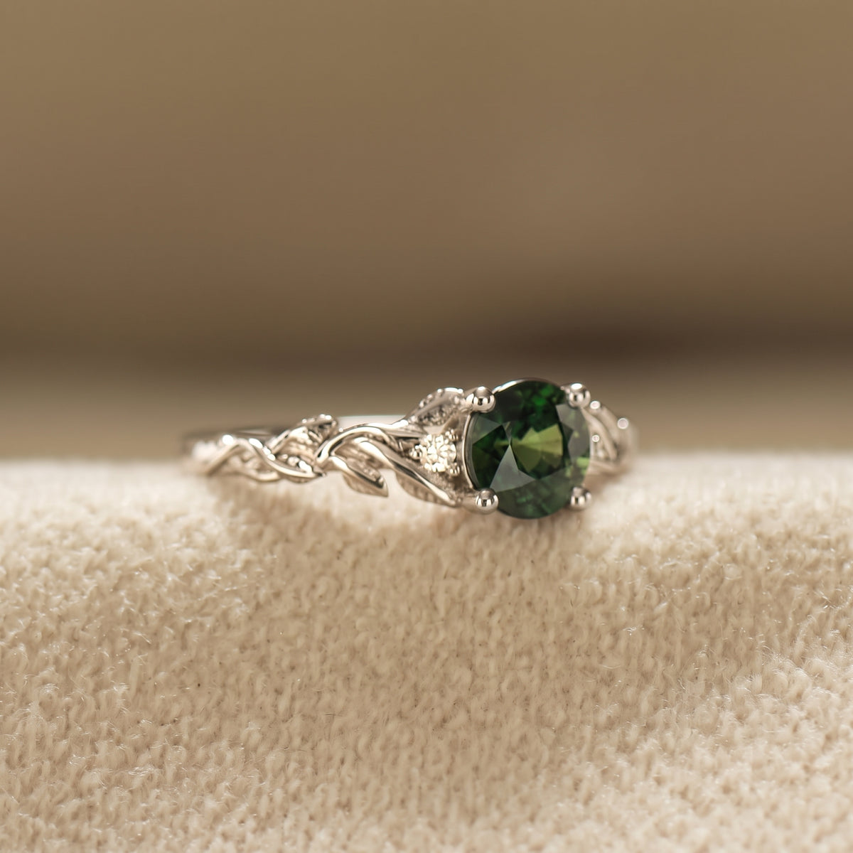 Leaves Sapphire Engagement Ring