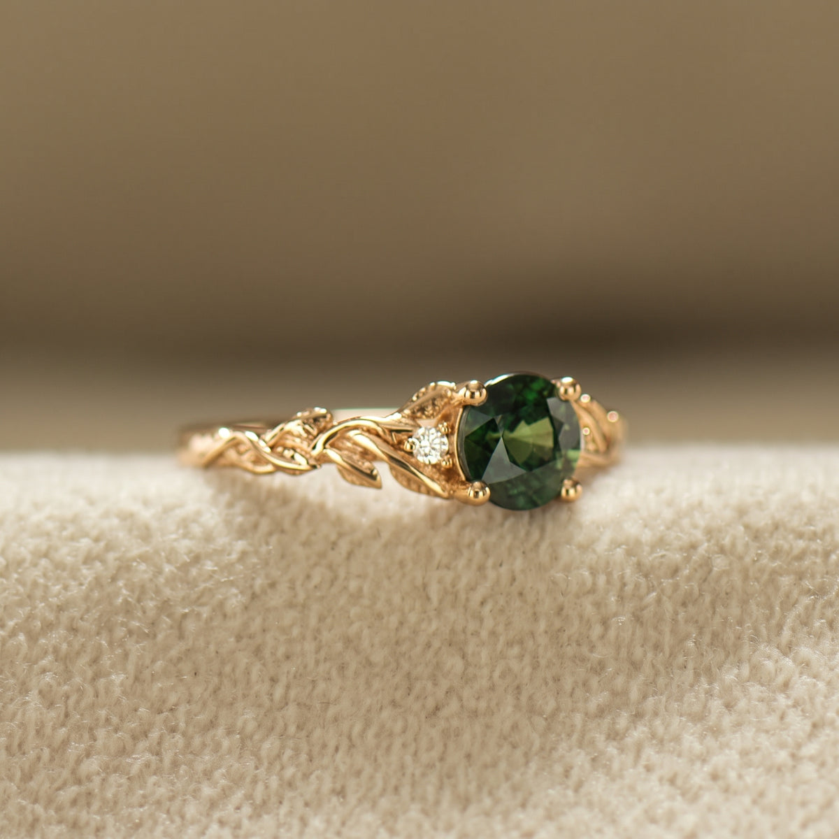 Leaves Sapphire Engagement Ring