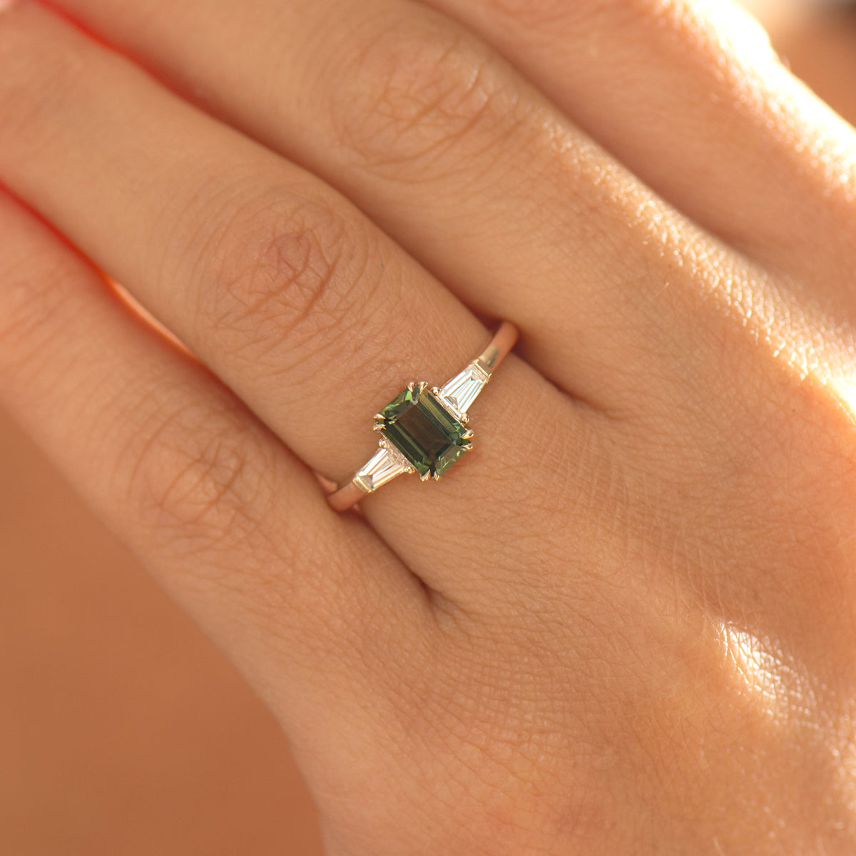 Art Deco Green Sapphire Ring