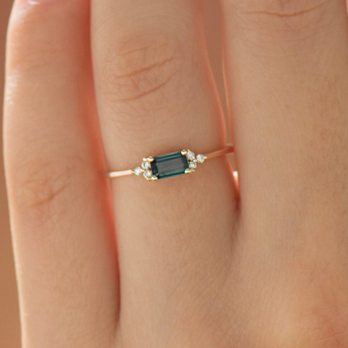 Denim Blue Sapphire Engagement Ring