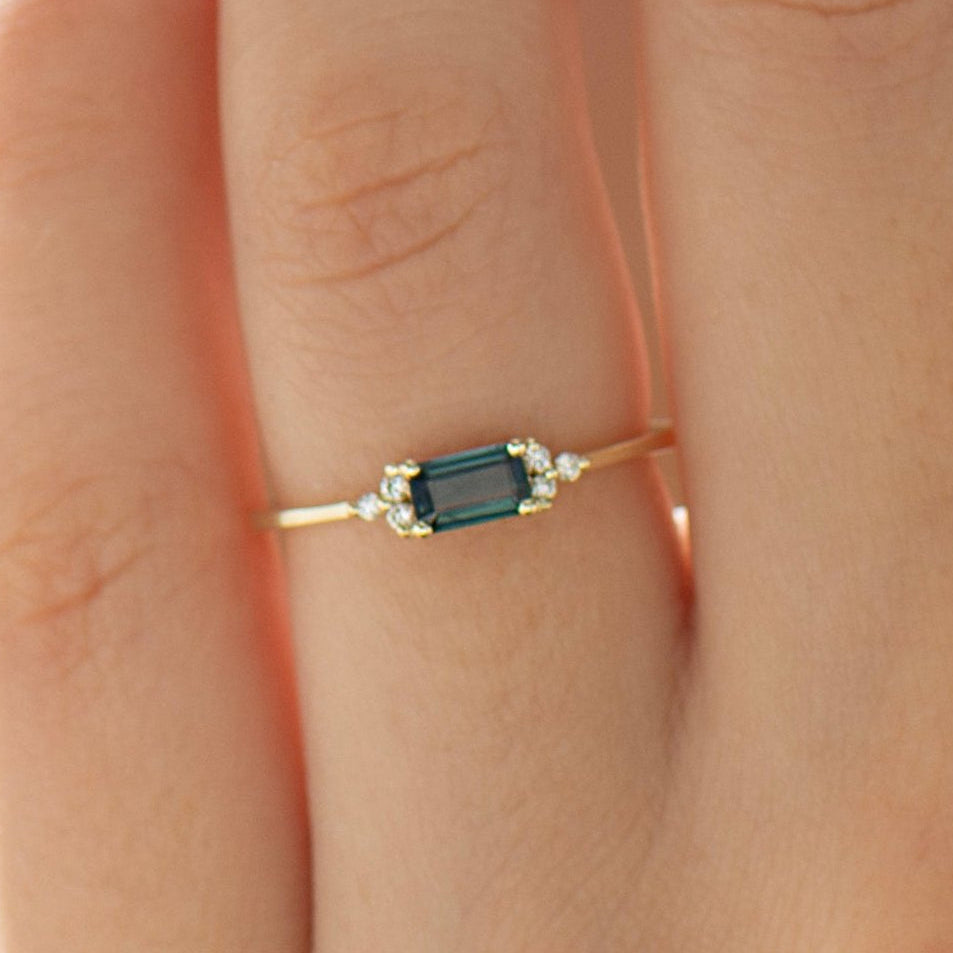 Denim Blue Sapphire Engagement Ring
