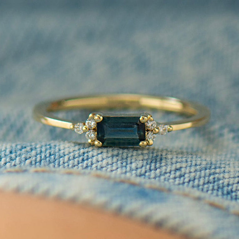 Denim Blue Sapphire Engagement Ring