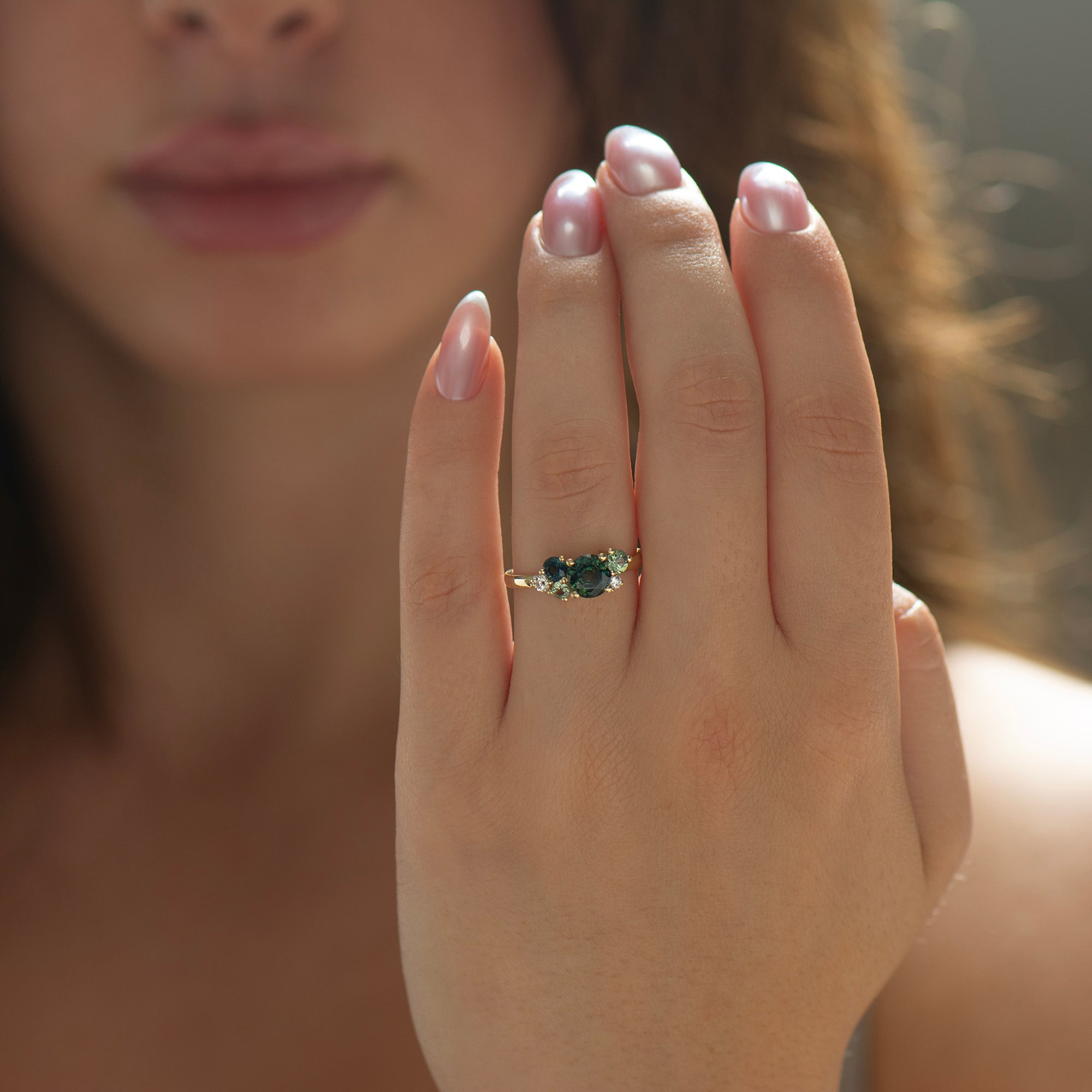 Forest Sapphires and Diamonds Ring