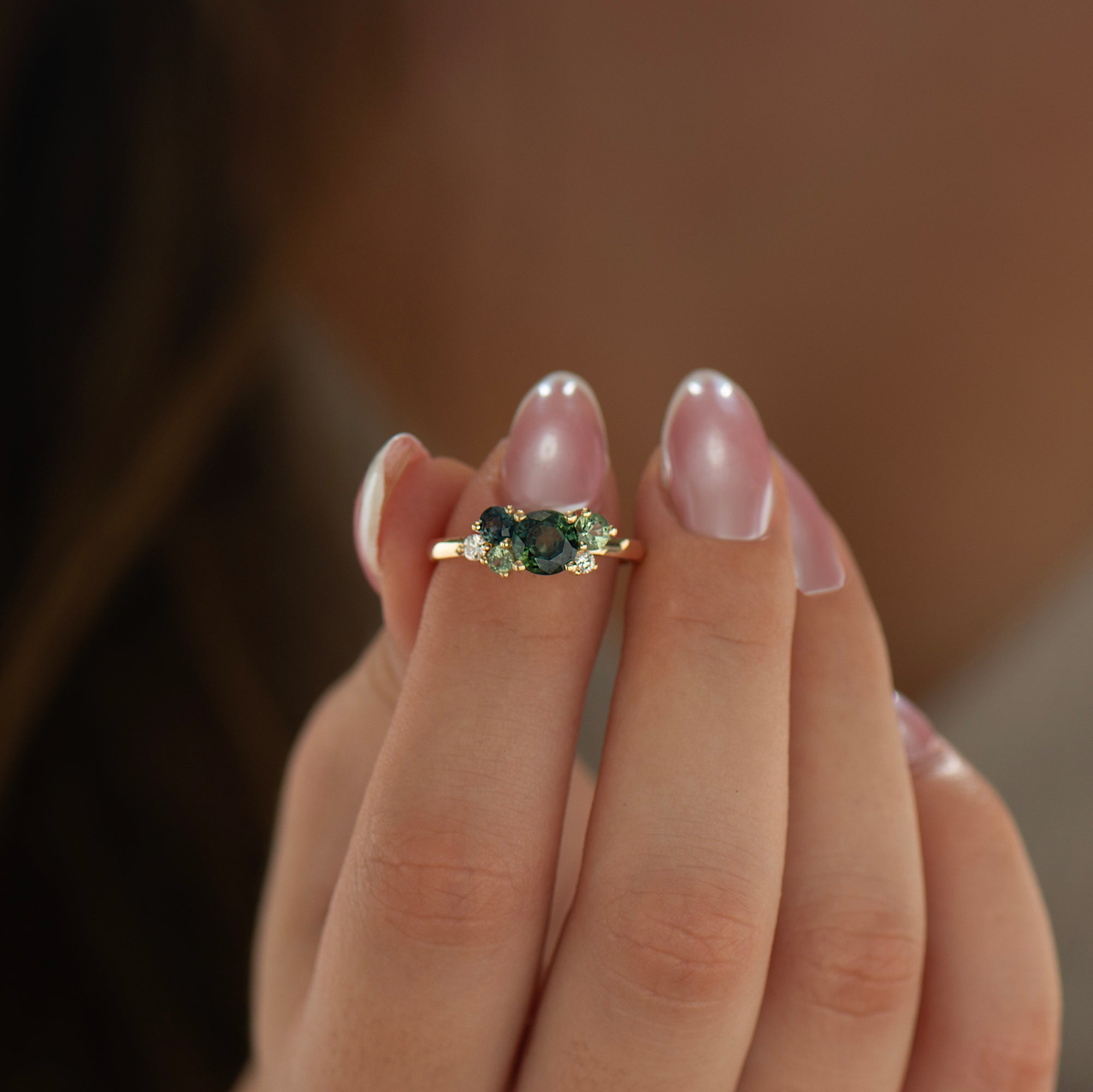 Forest Sapphires and Diamonds Ring