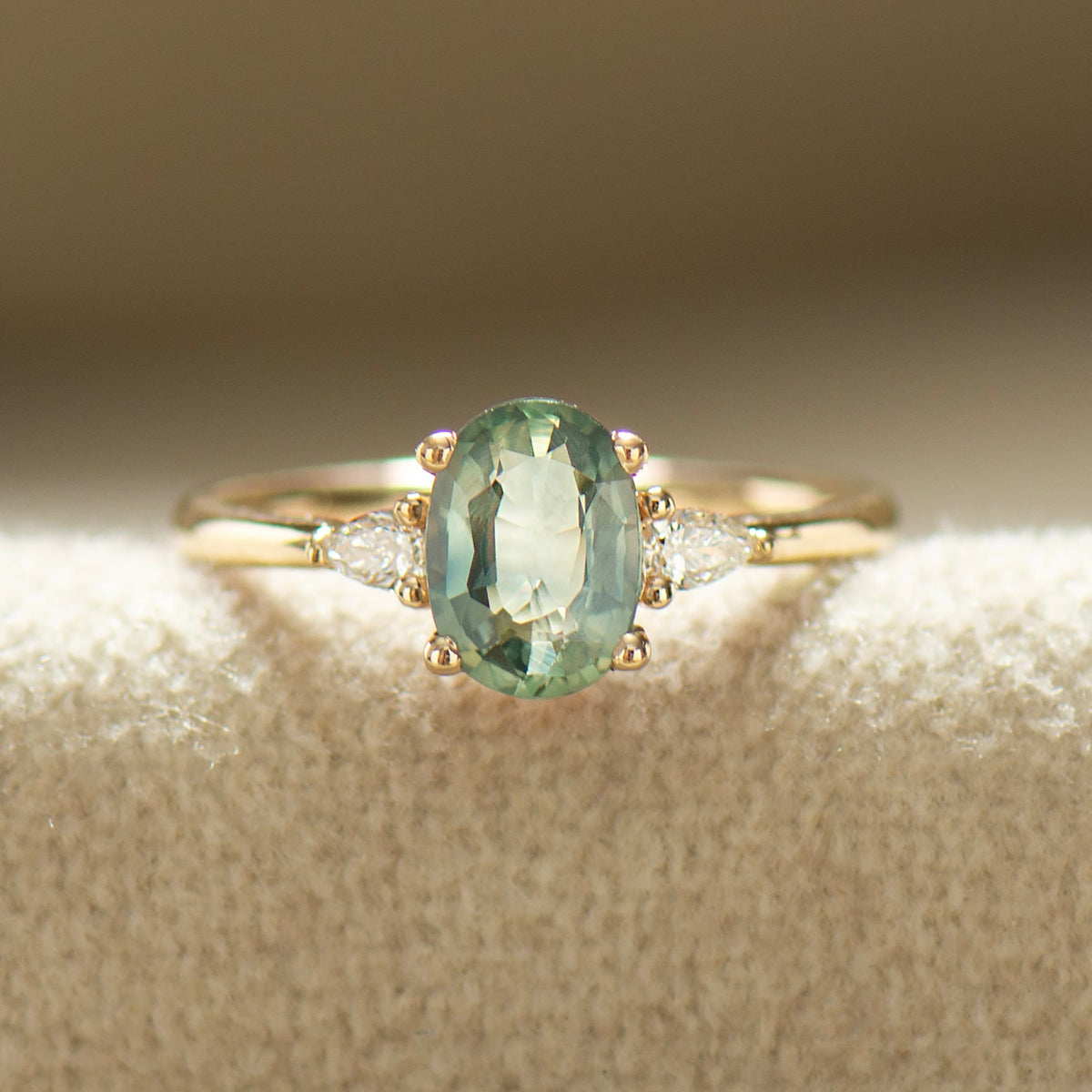 Aqua Sapphire Engagement Ring