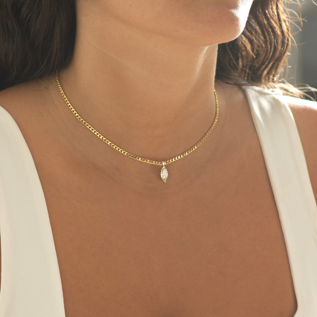 Marquise Lab Diamond Cuban Choker