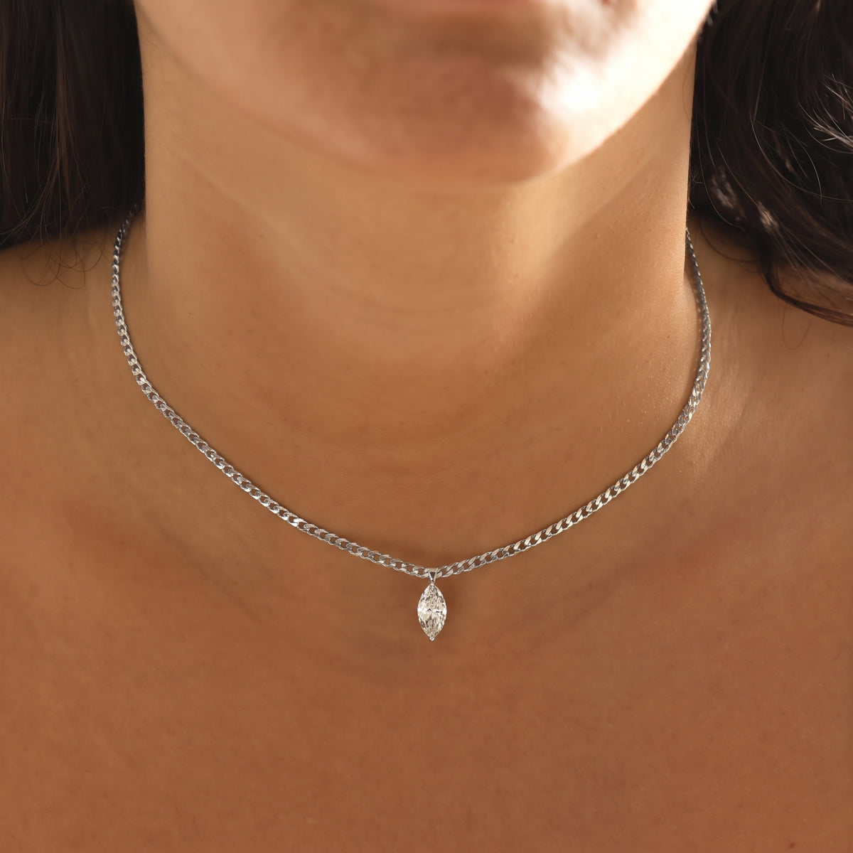 Marquise Lab Diamond Cuban Choker