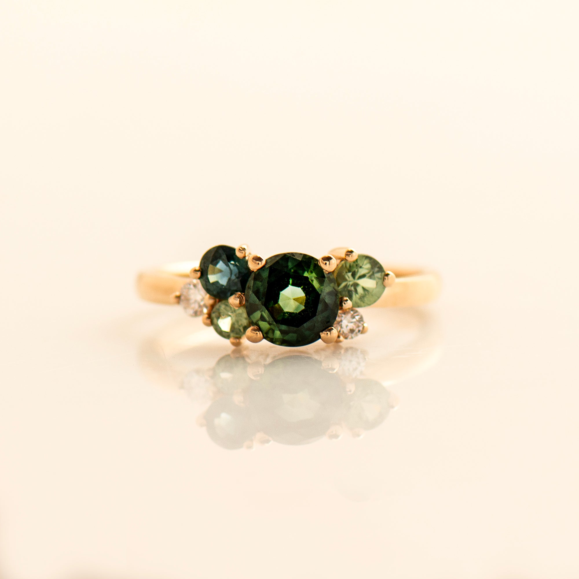 Forest Sapphires and Diamonds Ring