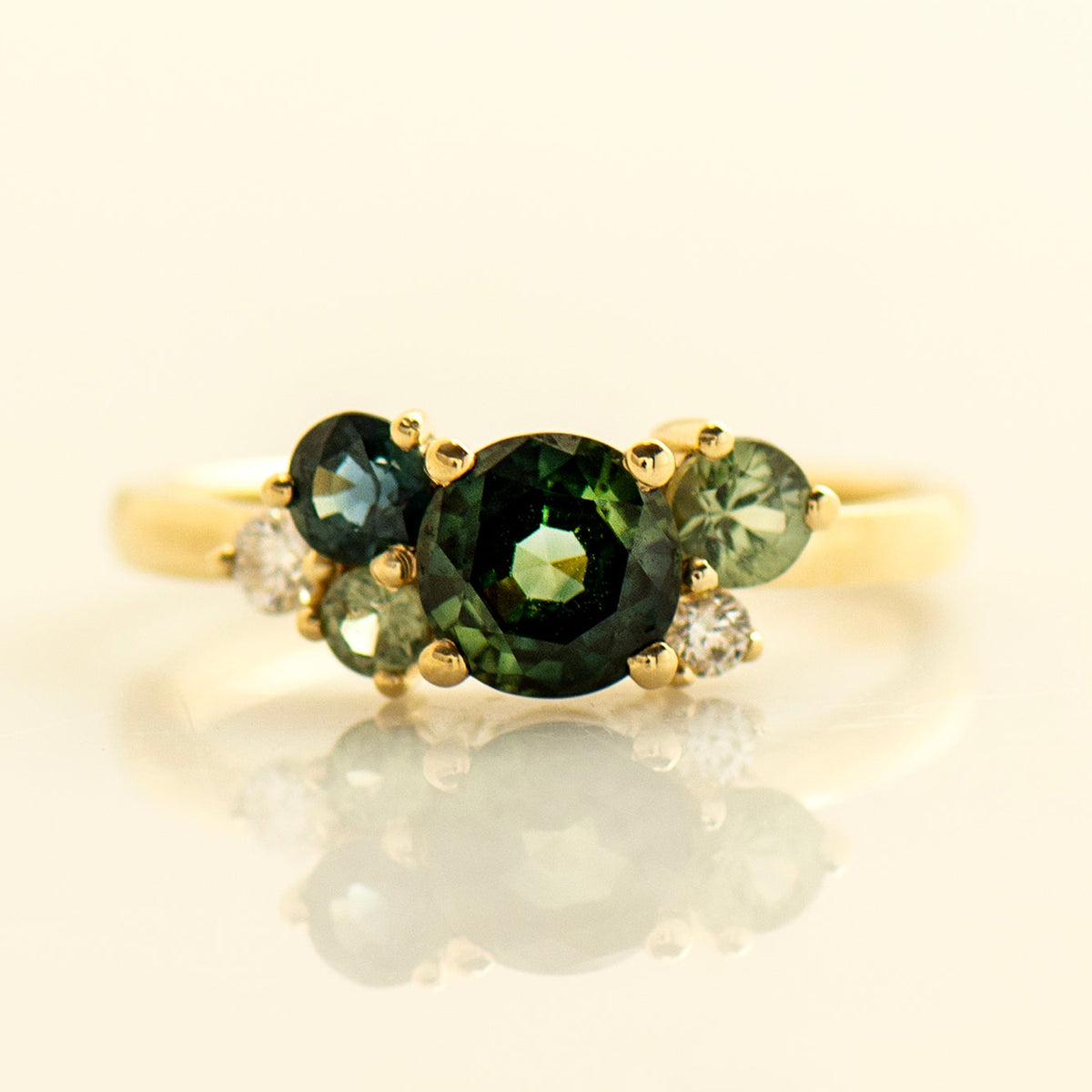 Forest Sapphires and Diamonds Ring