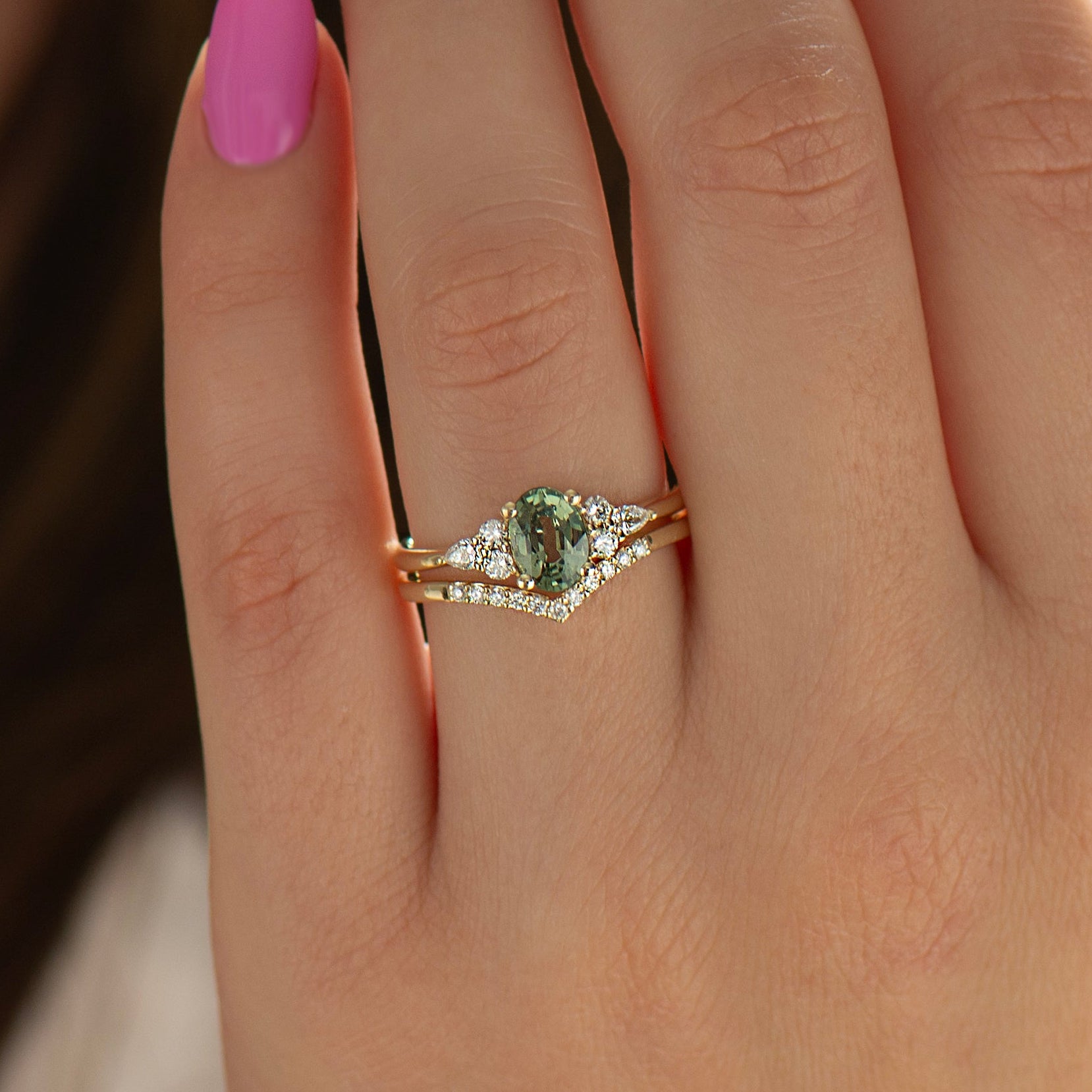 Matching Diamond Ring For Green Sapphire Ring