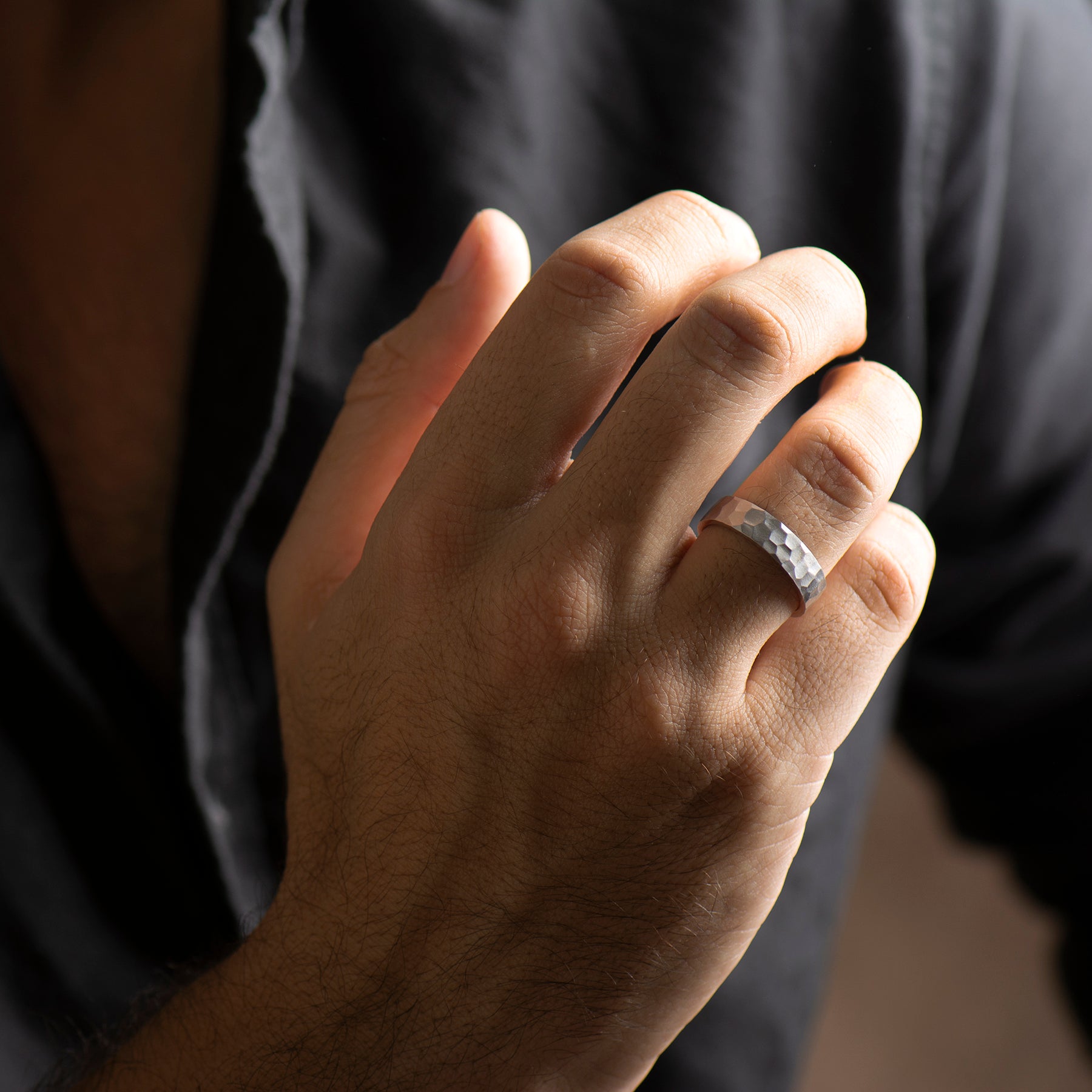 Hammered Textured Wedding Ring