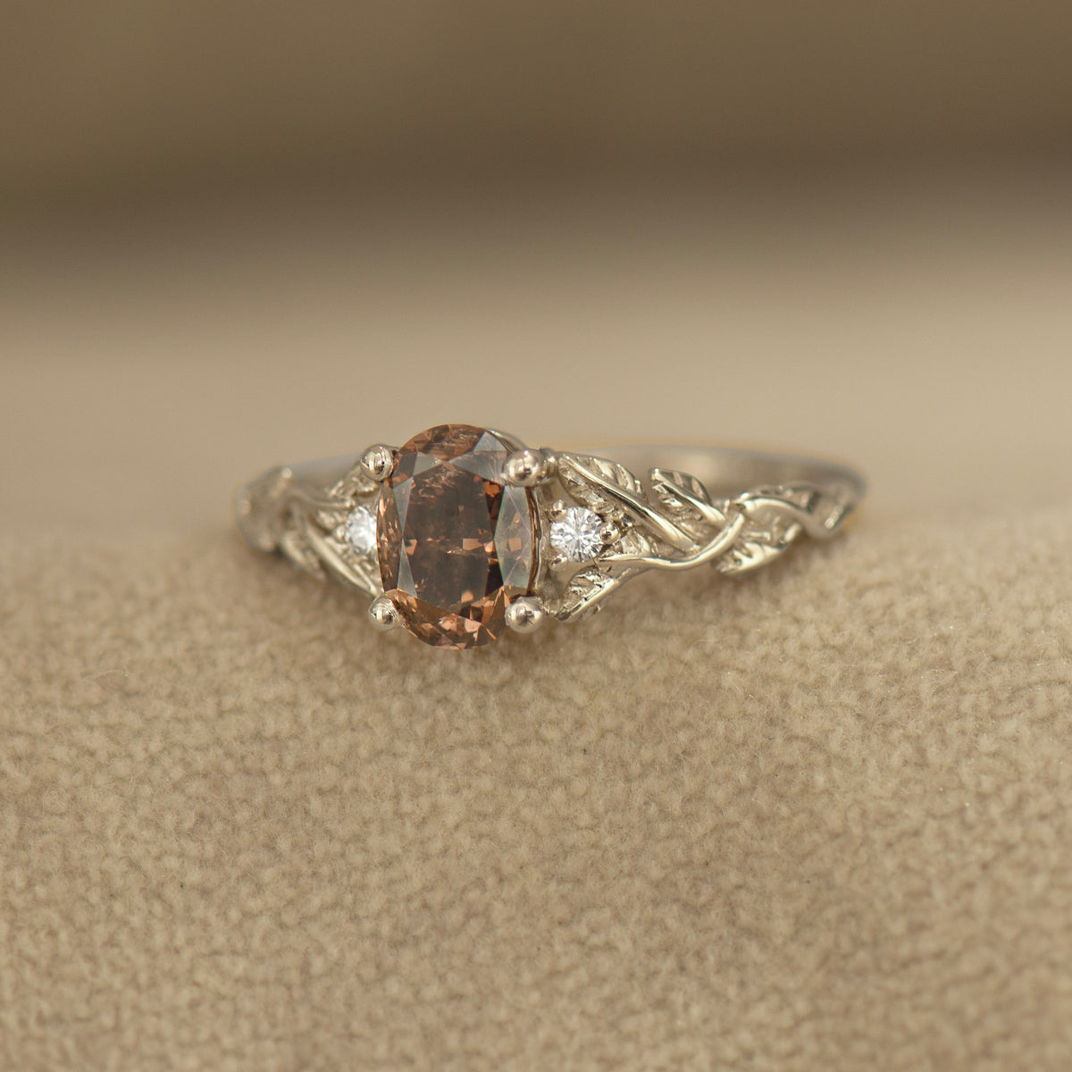 Brown Diamond Leaf Ring