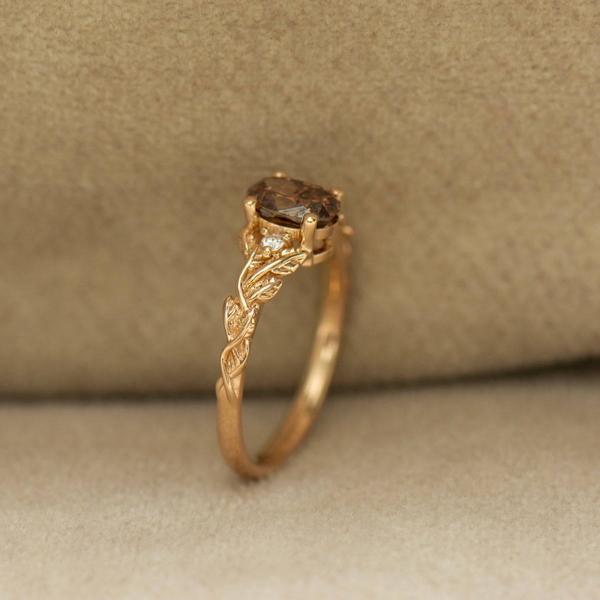 Brown Diamond Leaf Ring