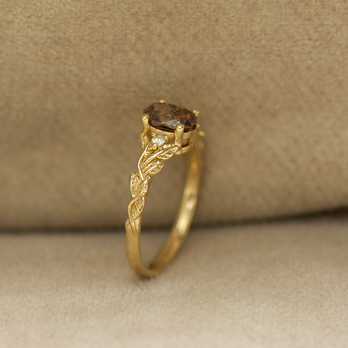 Brown Diamond Leaf Ring