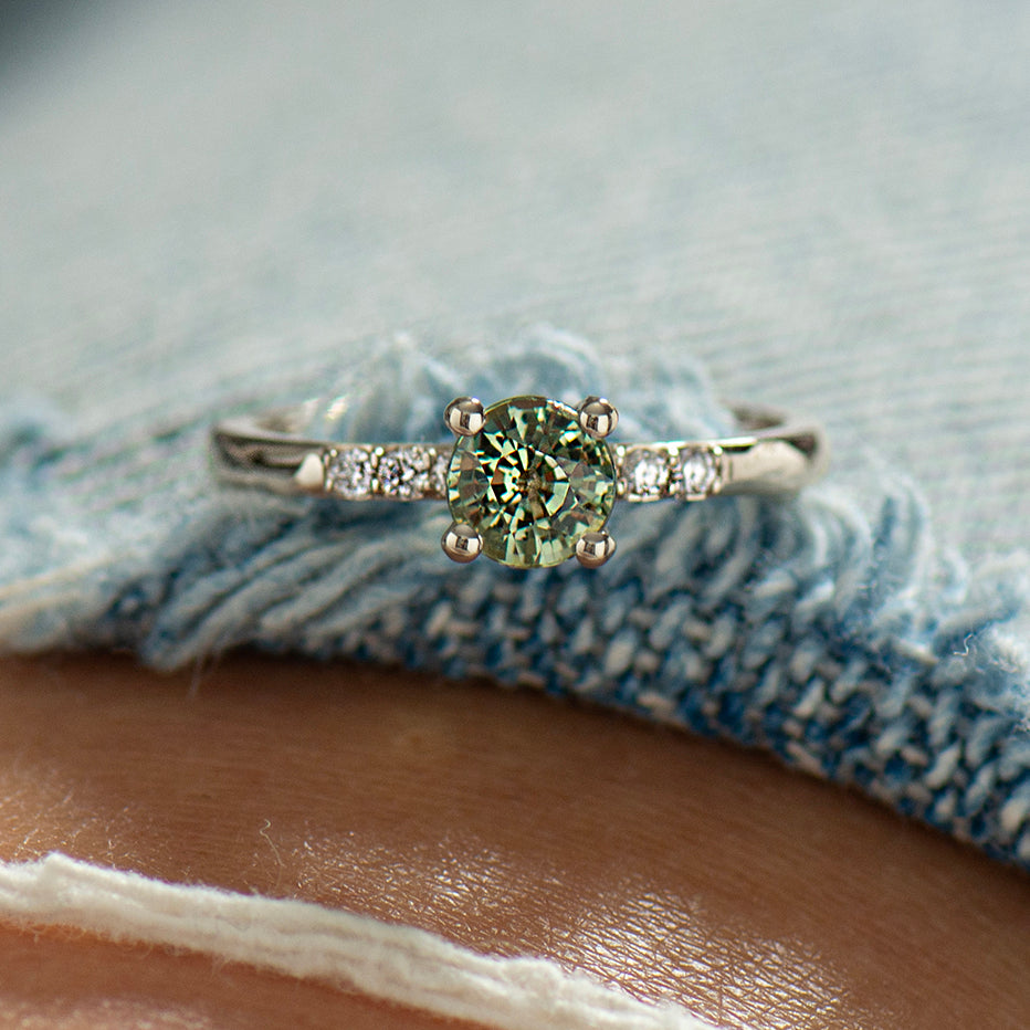 Delicate Green Sapphire Engagement Ring