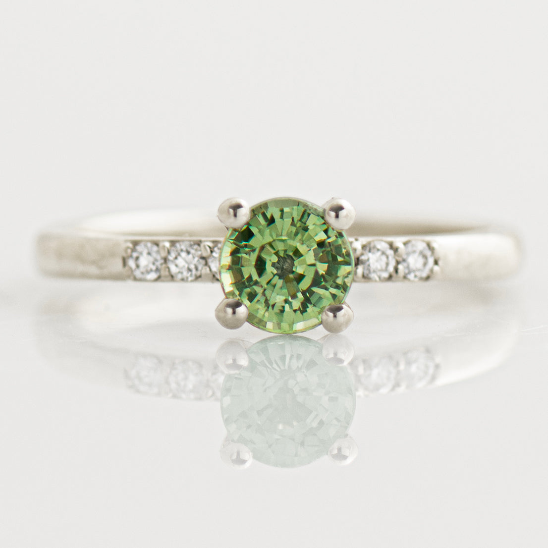 Delicate Green Sapphire Engagement Ring