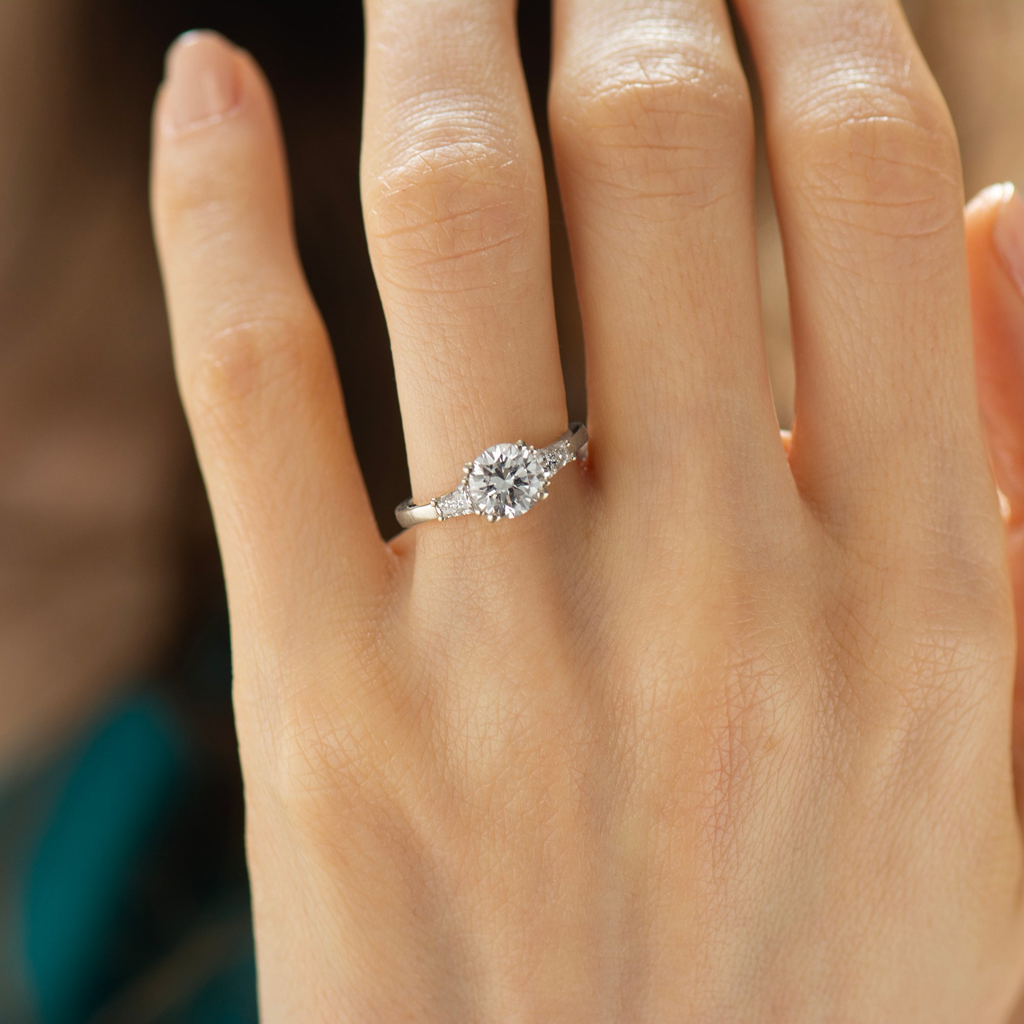 Tapered Princess Side Diamonds Engagement Ring