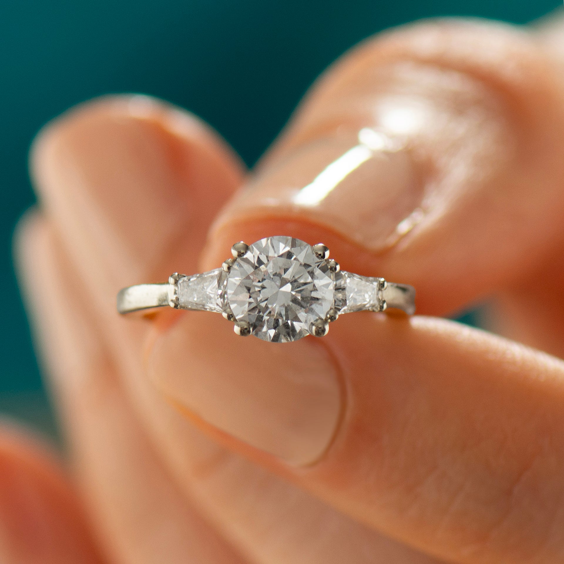 Tapered Princess Side Diamonds Engagement Ring