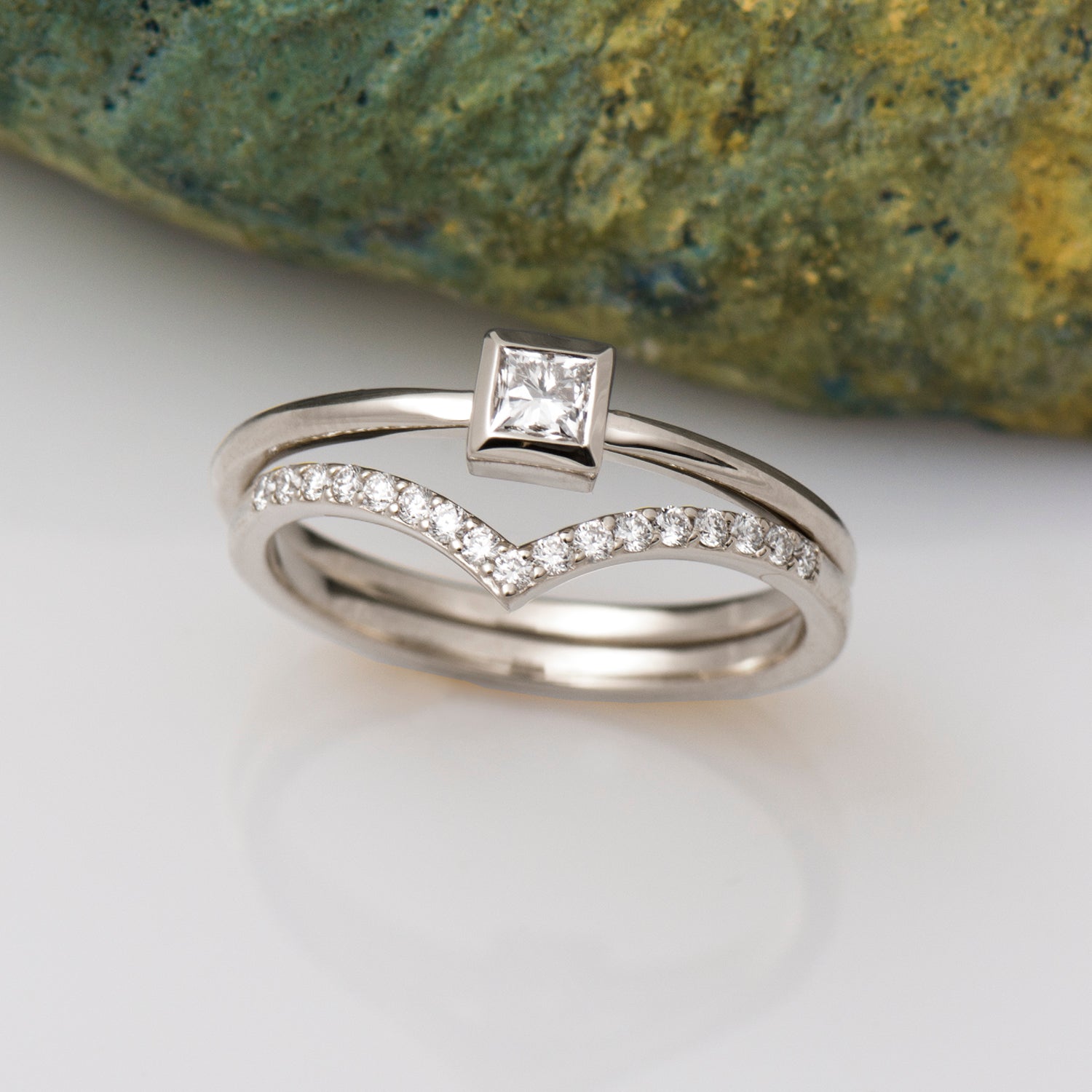Solitaire Square Diamond Set