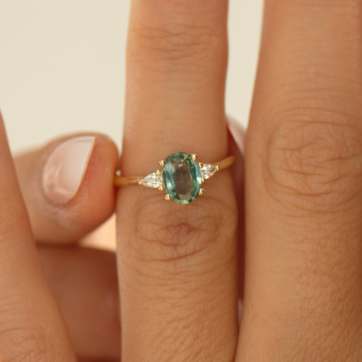 Aqua Sapphire Engagement Ring