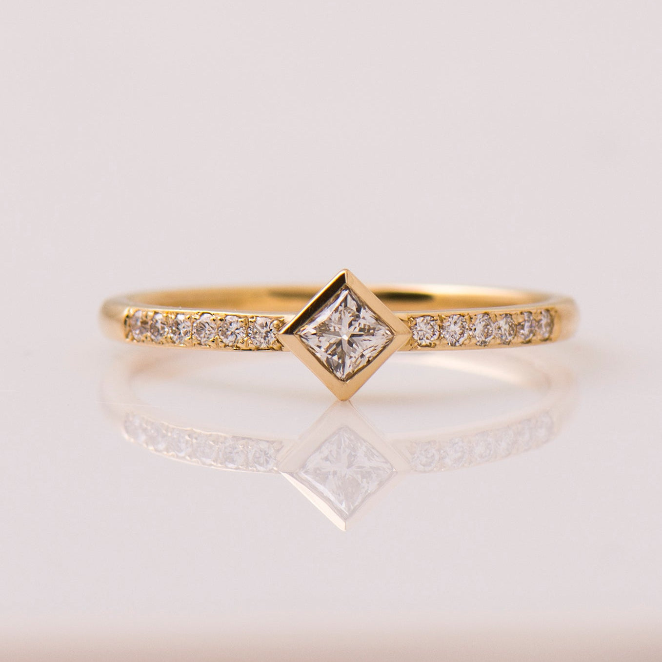 Rhombus Square Diamond Engagement Ring