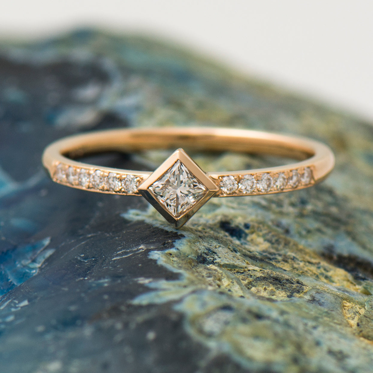 Rhombus Square Diamond Engagement Ring