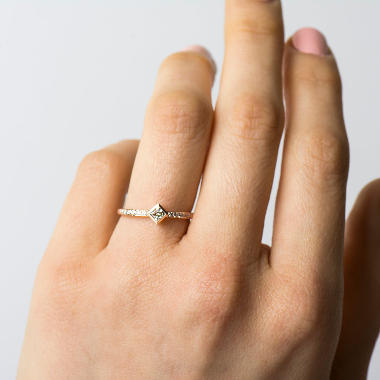 Rhombus Square Diamond Engagement Ring