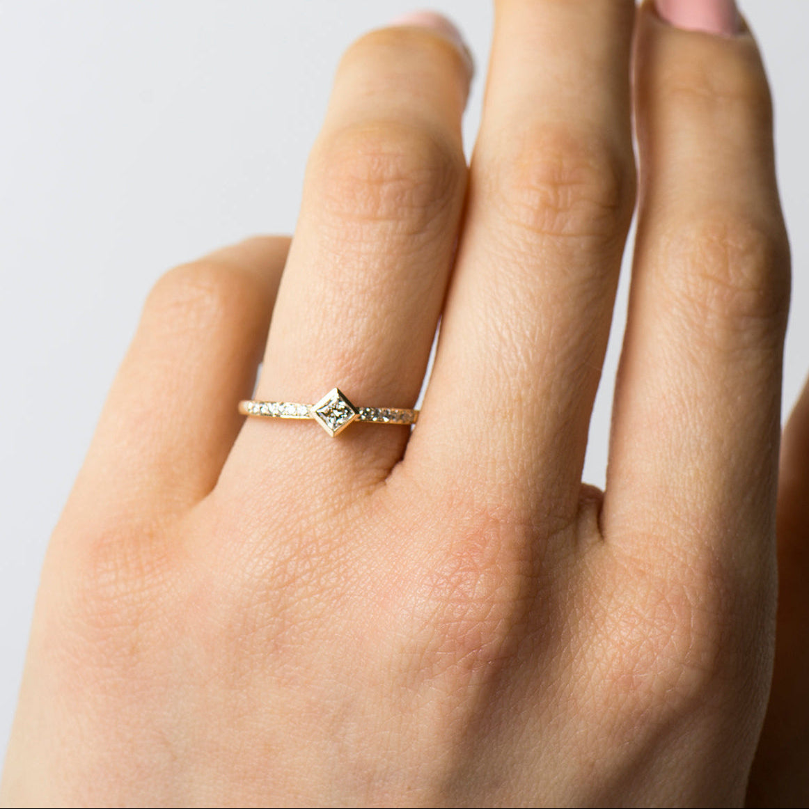 Rhombus Square Diamond Engagement Ring