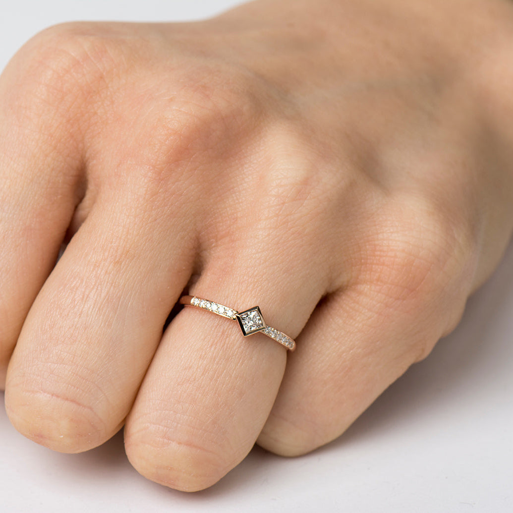 Rhombus Square Diamond Engagement Ring