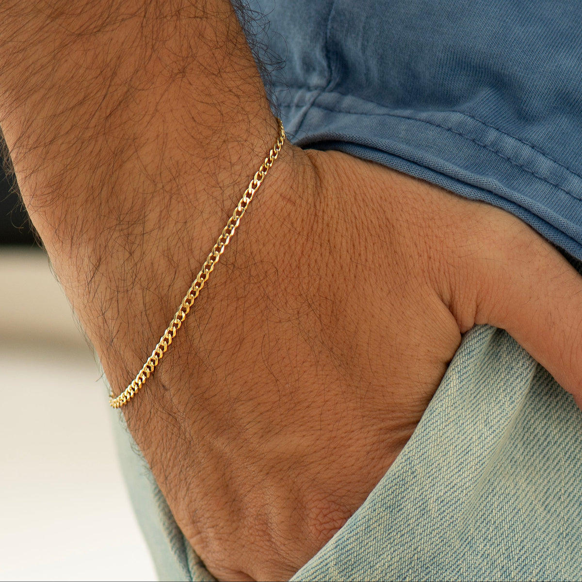 2.4mm Solid Gold Cuban Link Bracelet - 14K Yellow Gold