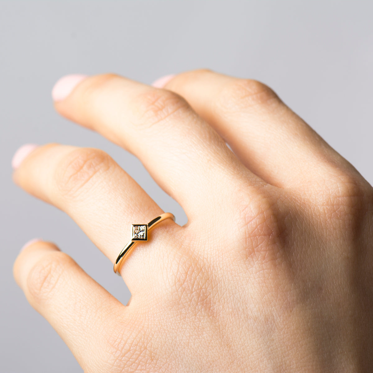 0.2 Carat Princess Cut Diamond Ring - 14K Yellow Gold