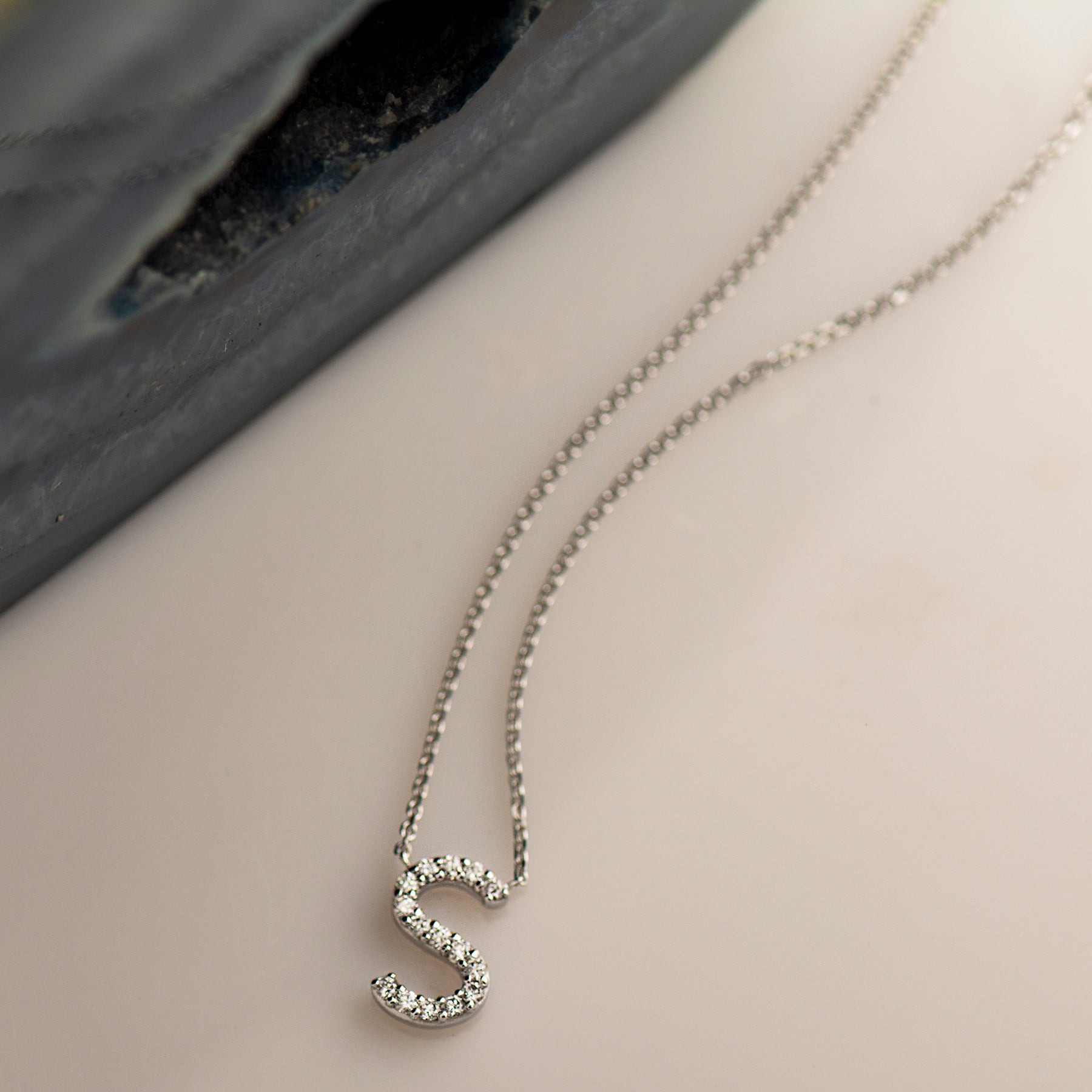 Alphabet Letter Diamond Necklace