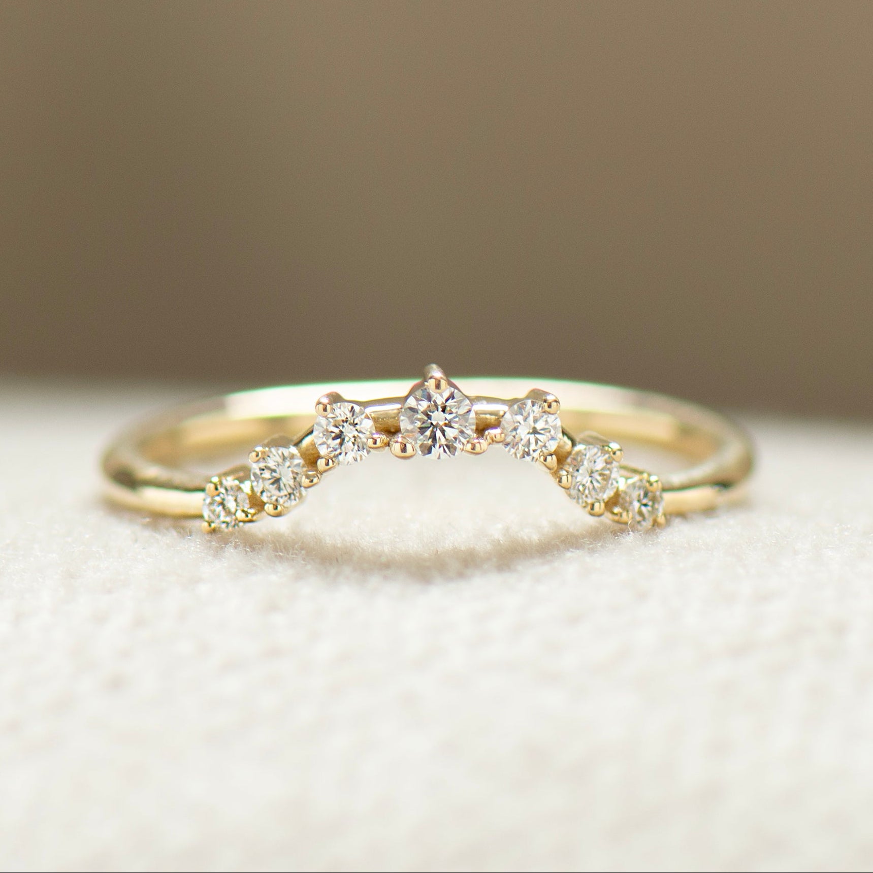 Curved Seven Diamonds Matching Ring