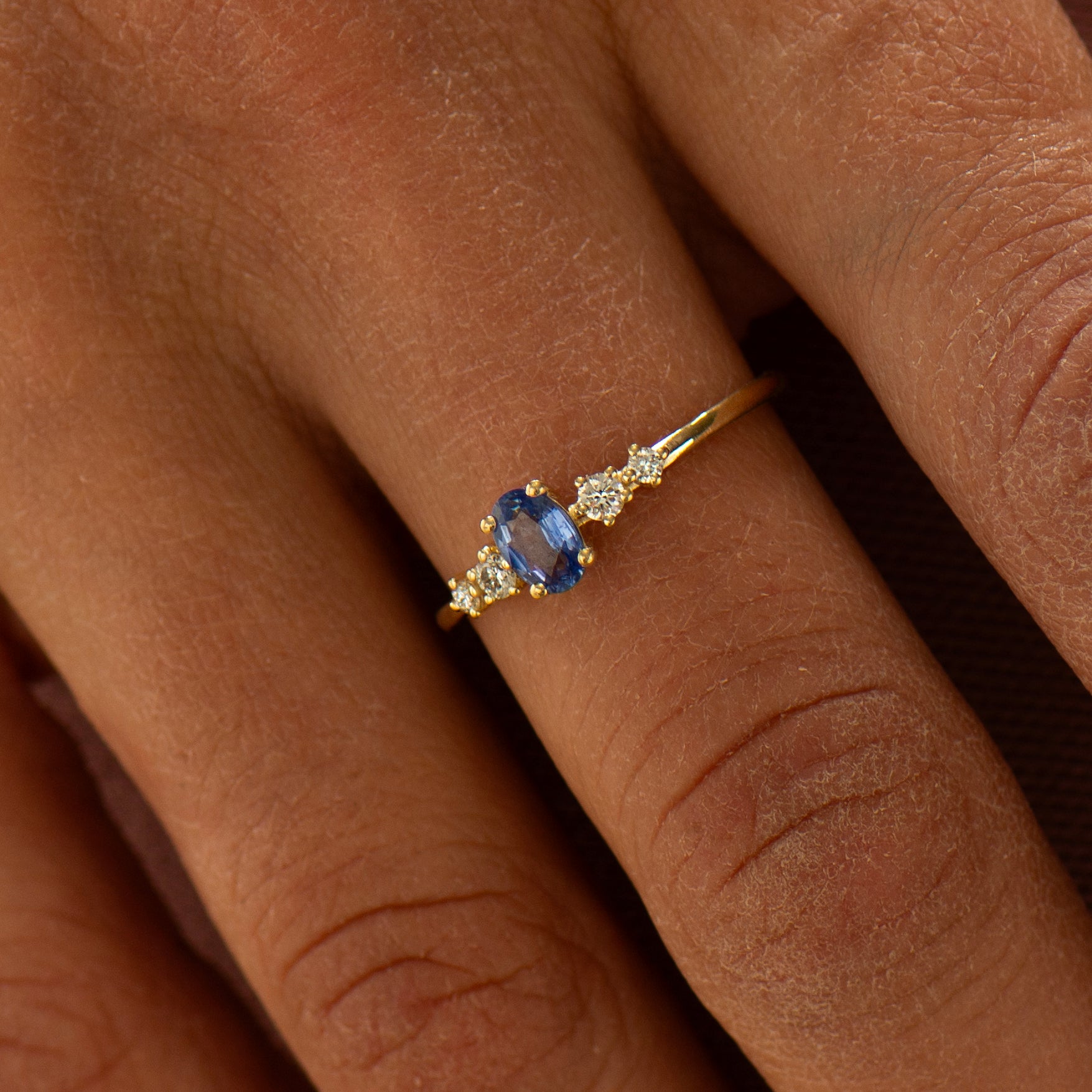 Bright Blue Sapphire Engagement Ring