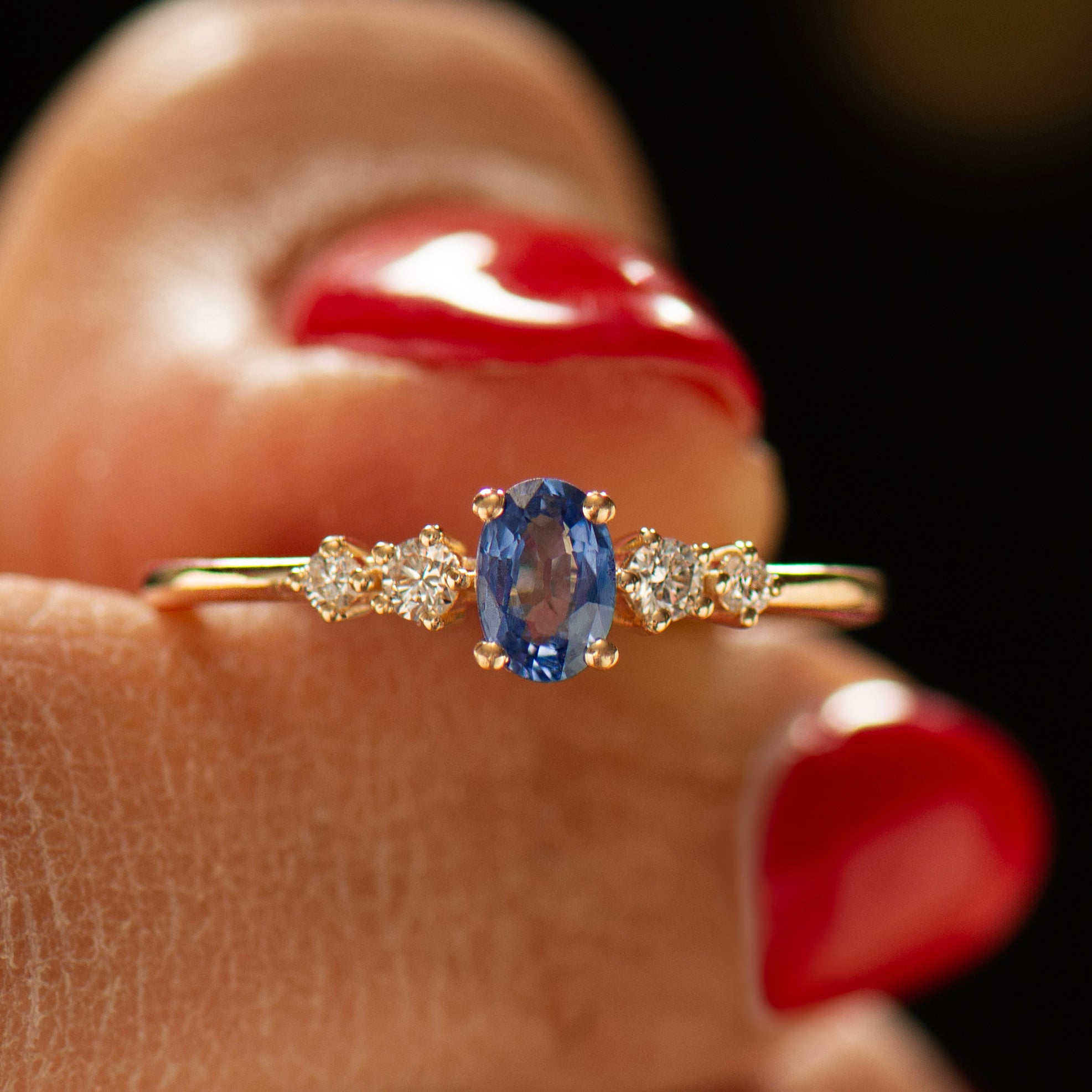 Bright Blue Sapphire Engagement Ring
