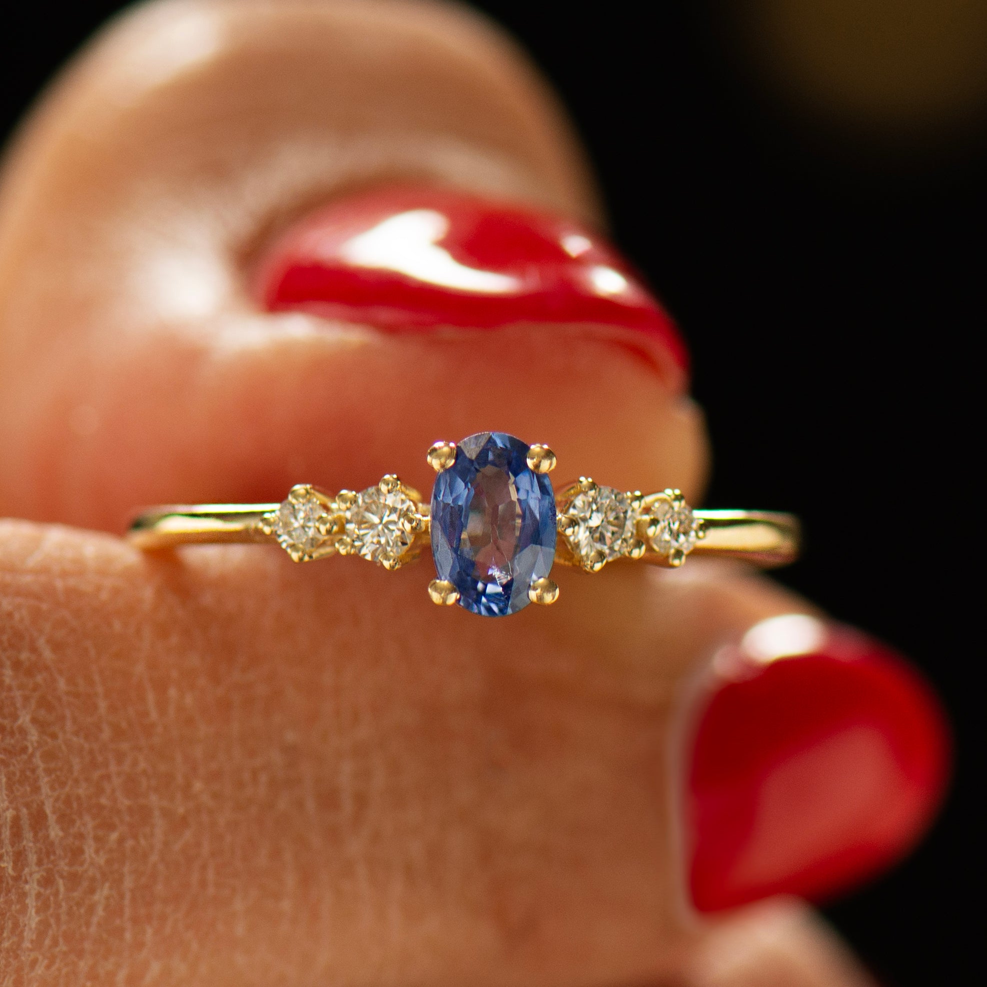 Bright Blue Sapphire Engagement Ring