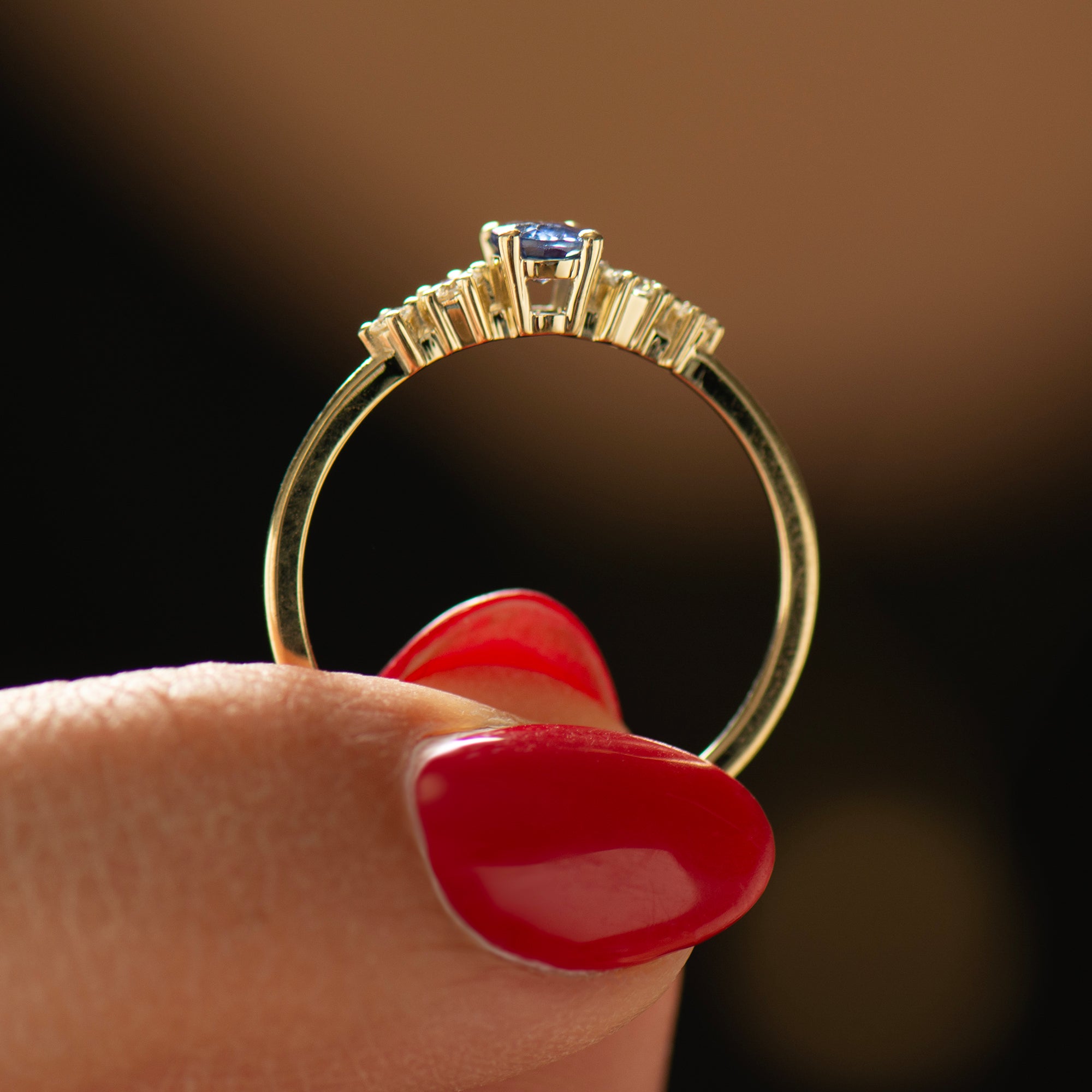 Bright Blue Sapphire Engagement Ring