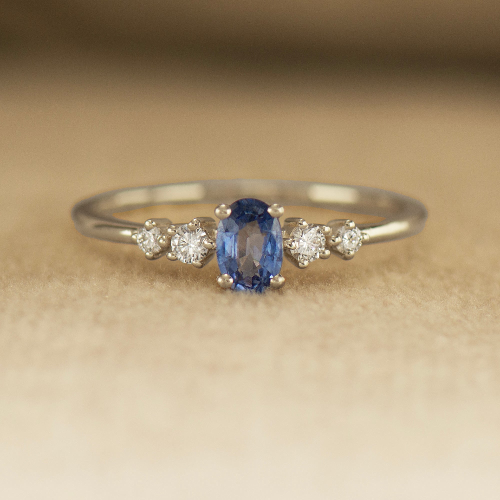 Bright Blue Sapphire Engagement Ring