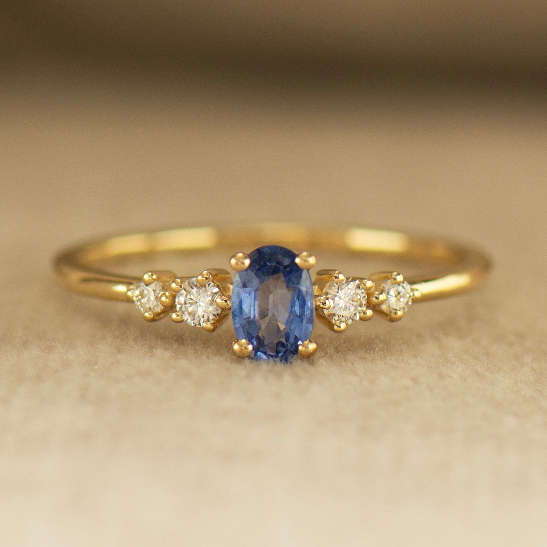 Bright Blue Sapphire Engagement Ring