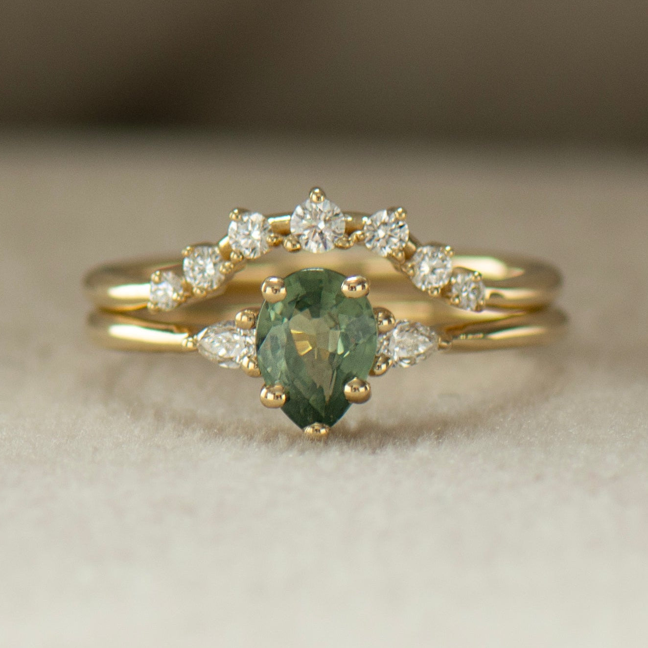 Pear Cut Green Sapphire Set