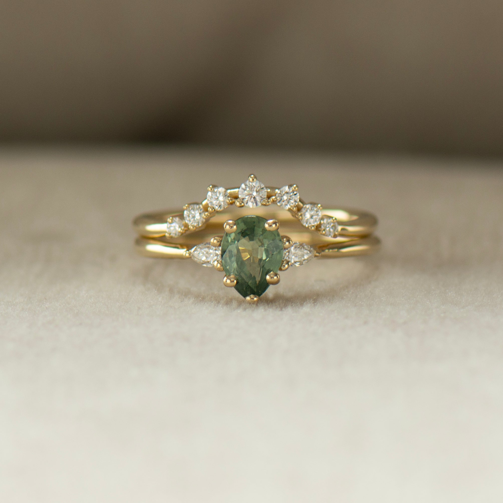 Pear Cut Green Sapphire Set