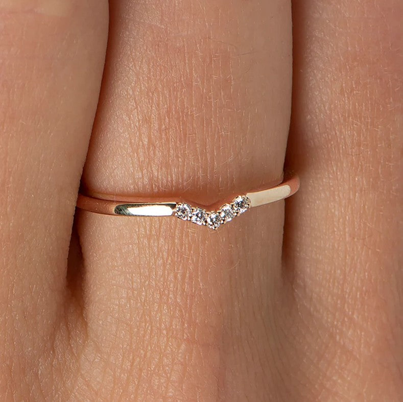 Small V Shaped Diamonds Ring