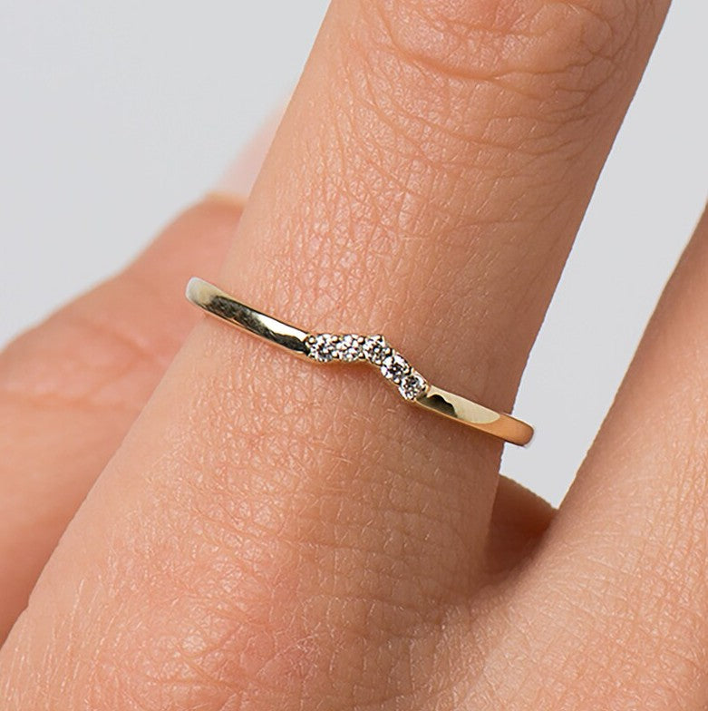 Small V Shaped Diamonds Ring