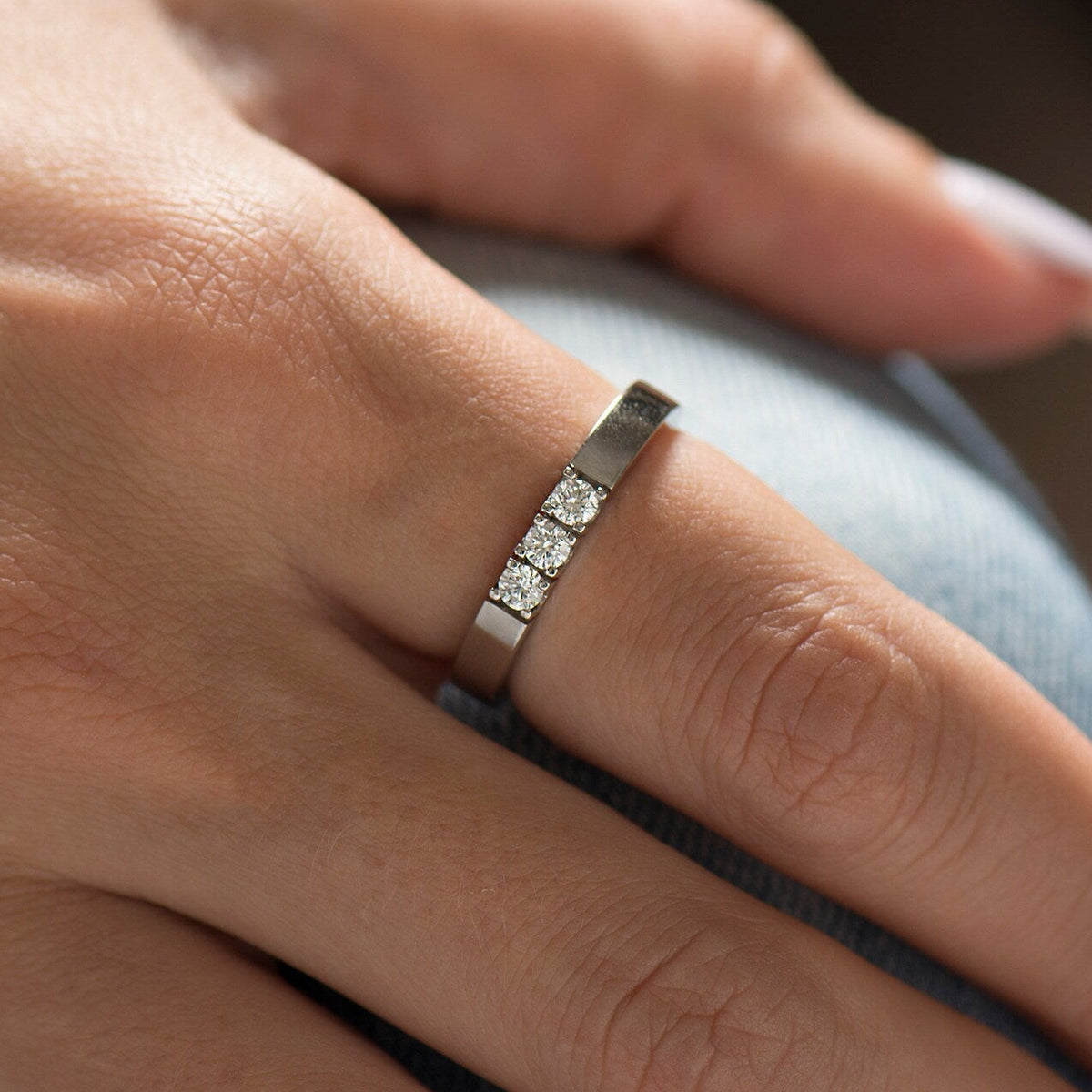 Three Diamonds Wedding band