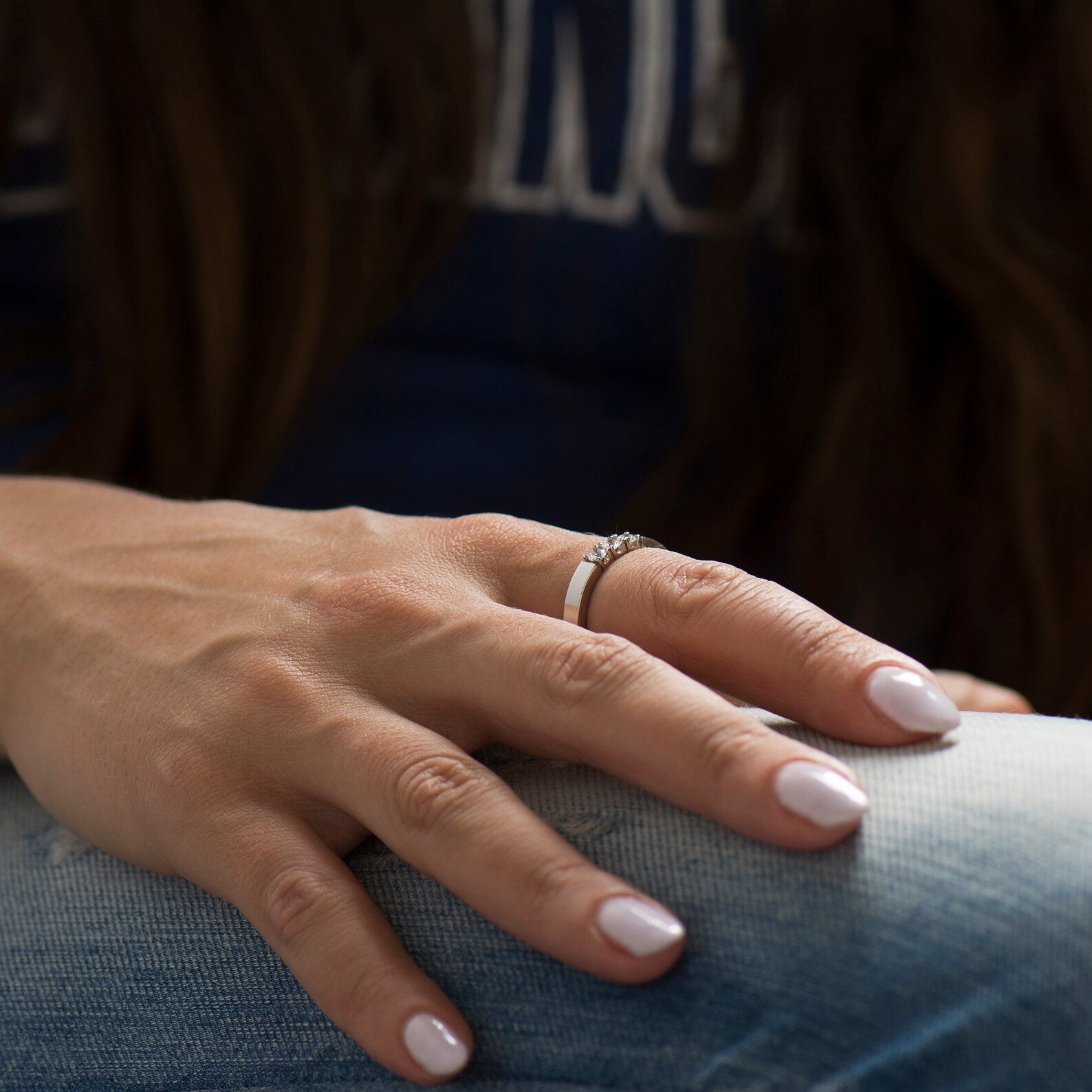 Three Diamonds Wedding band