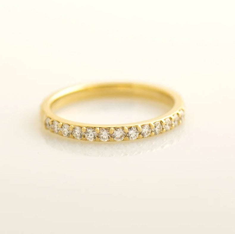 2MM Hammered Pave Diamond Ring